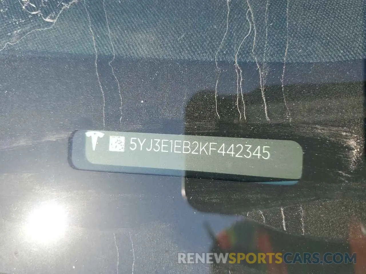 12 Photograph of a damaged car 5YJ3E1EB2KF442345 TESLA MODEL 3 2019