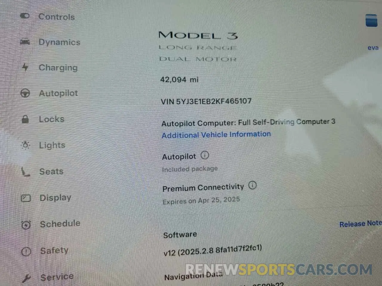 9 Фотография поврежденного автомобиля 5YJ3E1EB2KF465107 TESLA MODEL 3 2019
