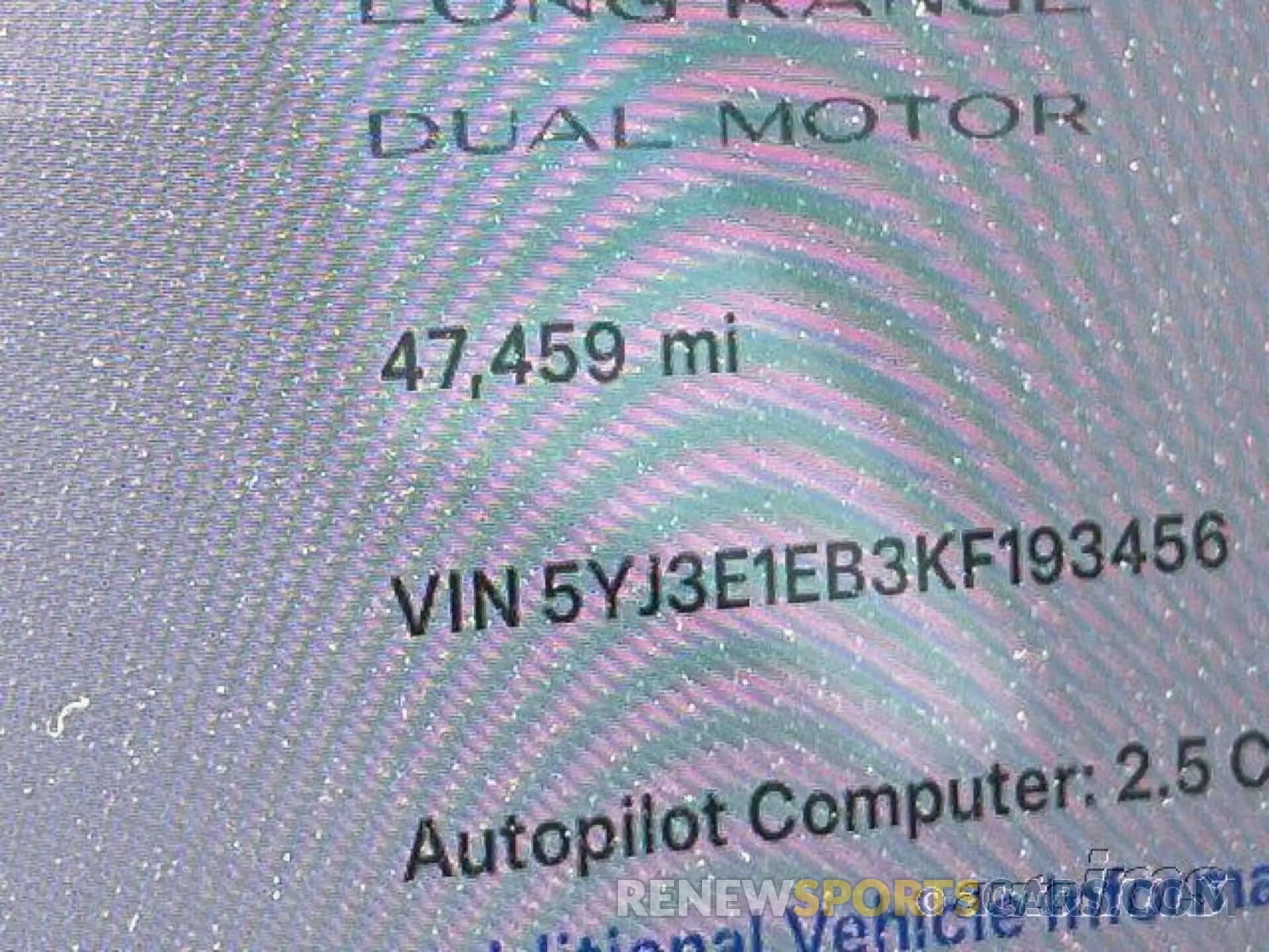 9 Фотография поврежденного автомобиля 5YJ3E1EB3KF193456 TESLA MODEL 3 2019