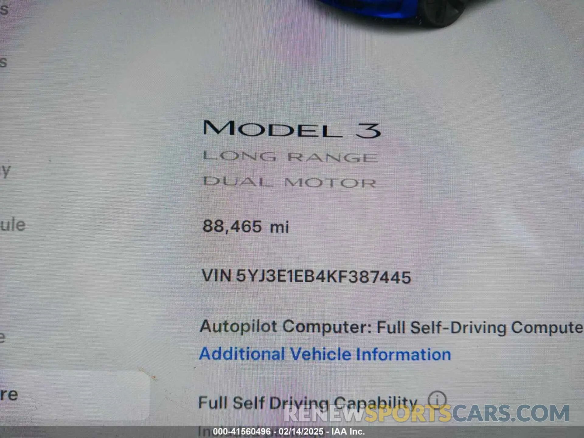 7 Photograph of a damaged car 5YJ3E1EB4KF387445 TESLA MODEL 3 2019