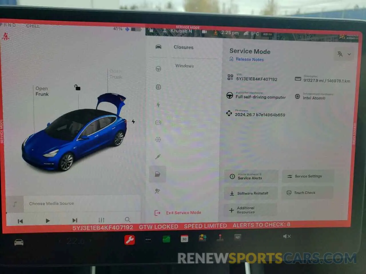 9 Photograph of a damaged car 5YJ3E1EB4KF407192 TESLA MODEL 3 2019