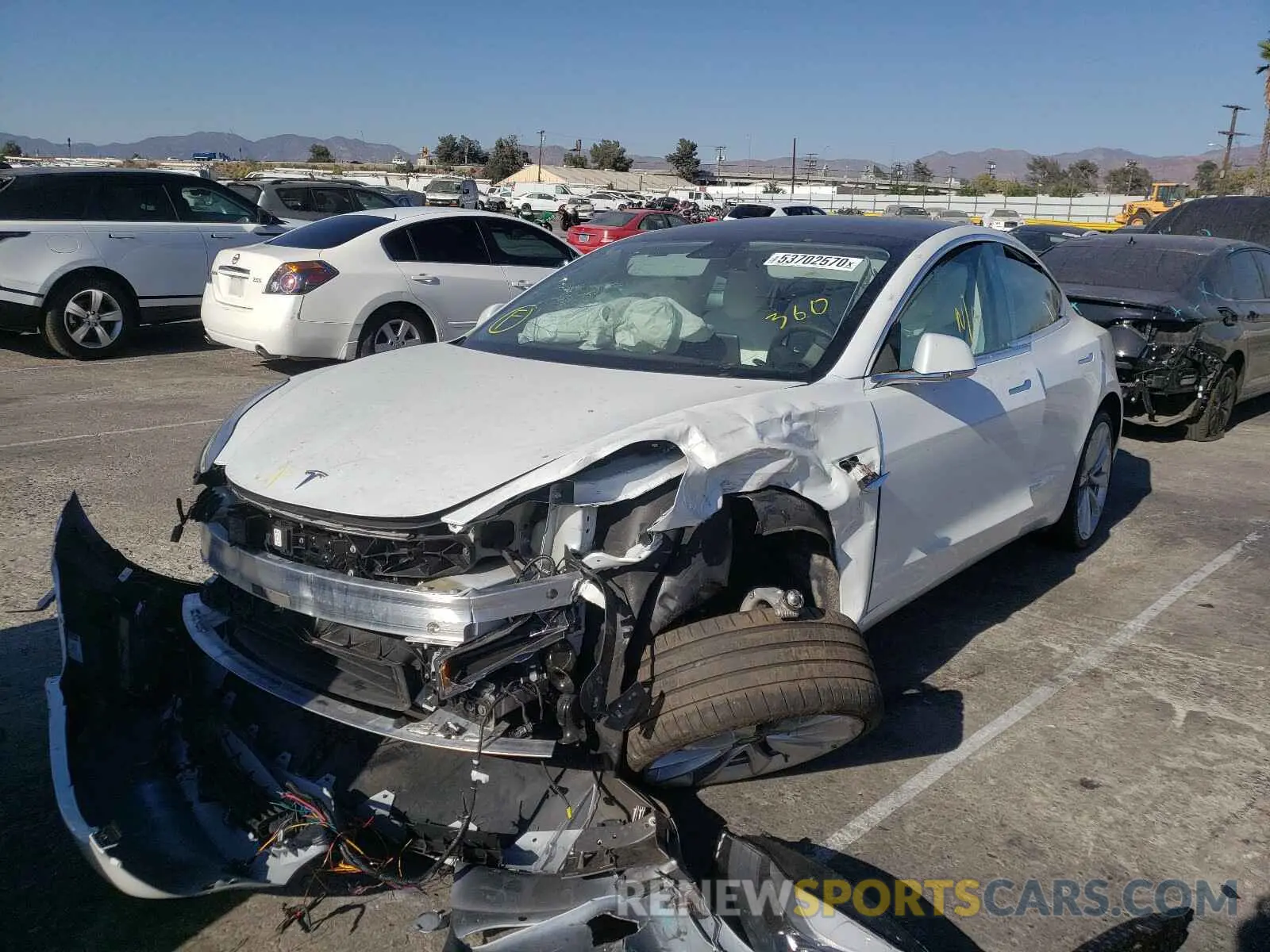 2 Photograph of a damaged car 5YJ3E1EB5KF407086 TESLA MODEL 3 2019