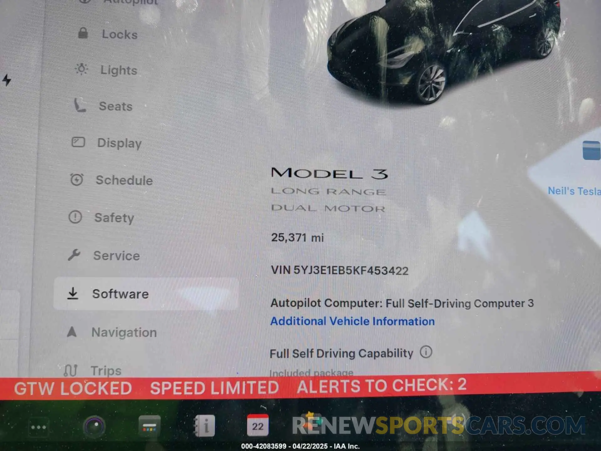 7 Фотография поврежденного автомобиля 5YJ3E1EB5KF453422 TESLA MODEL 3 2019