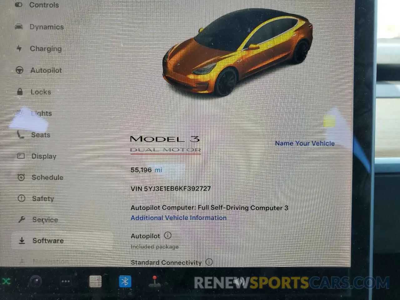 9 Photograph of a damaged car 5YJ3E1EB6KF392727 TESLA MODEL 3 2019