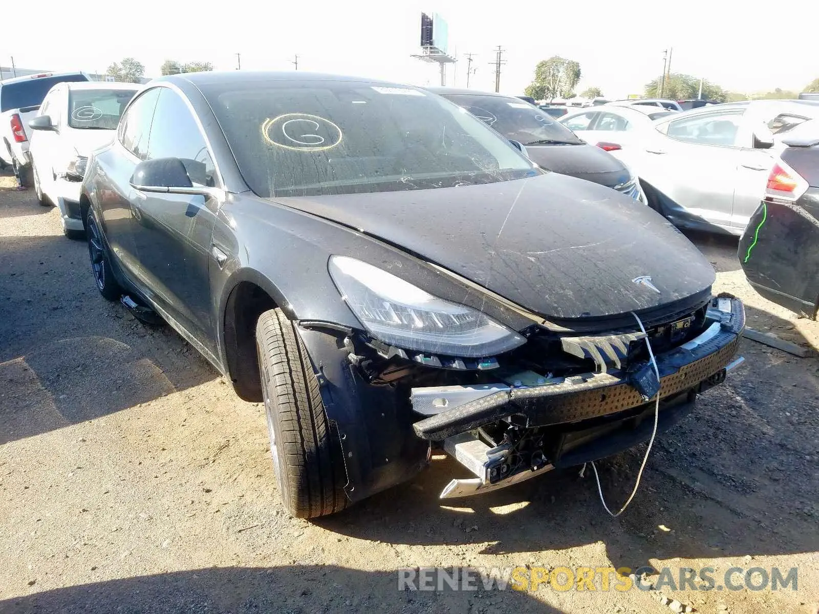 1 Photograph of a damaged car 5YJ3E1EB6KF413298 TESLA MODEL 3 2019
