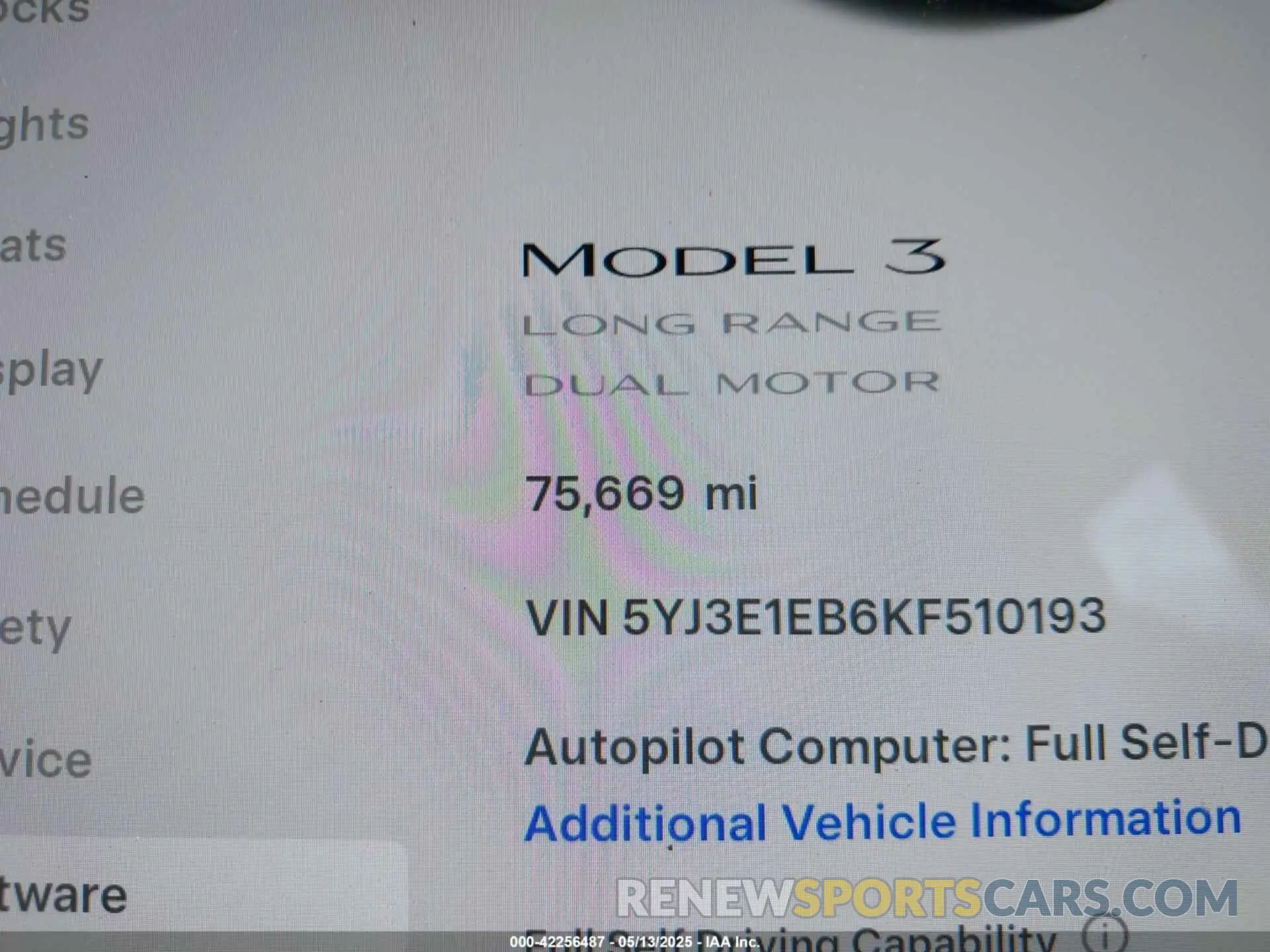 14 Photograph of a damaged car 5YJ3E1EB6KF510193 TESLA MODEL 3 2019