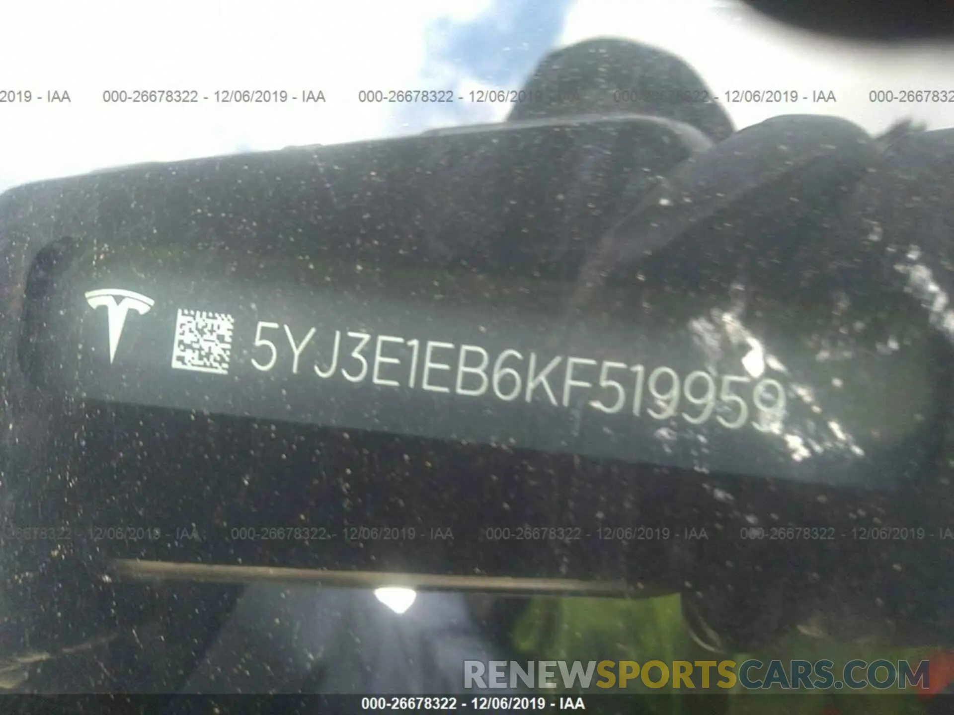 9 Photograph of a damaged car 5YJ3E1EB6KF519959 TESLA MODEL 3 2019