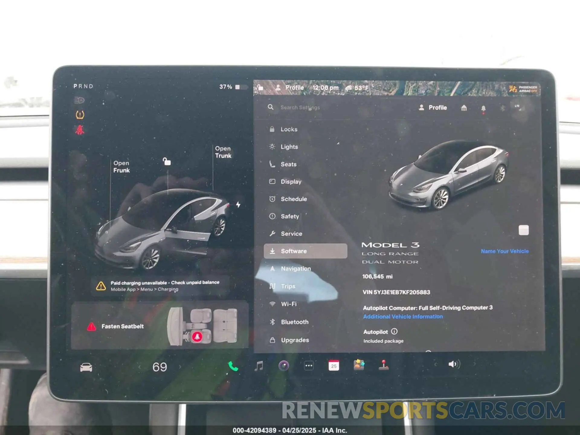 7 Фотография поврежденного автомобиля 5YJ3E1EB7KF205883 TESLA MODEL 3 2019