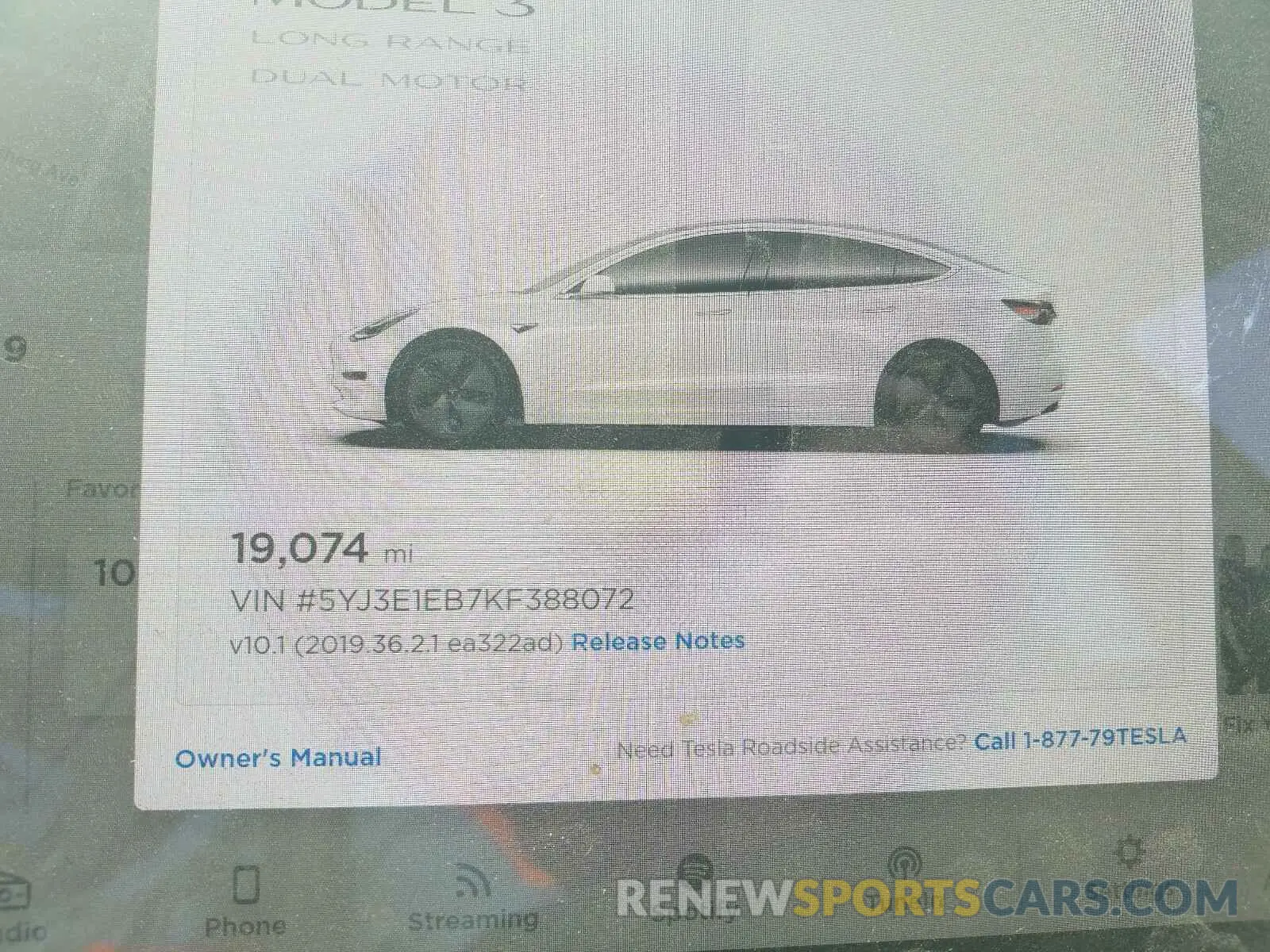 8 Photograph of a damaged car 5YJ3E1EB7KF388072 TESLA MODEL 3 2019