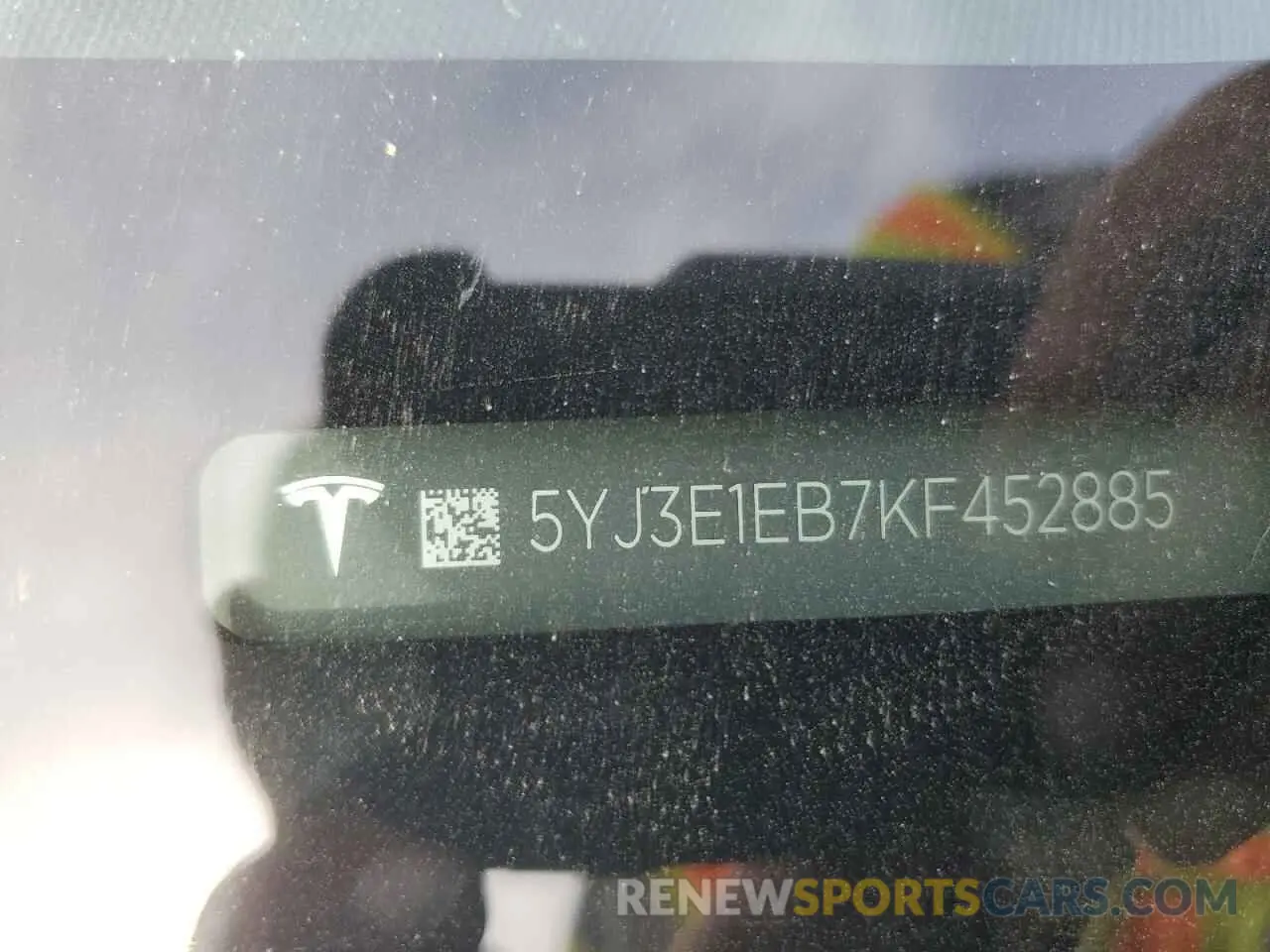 12 Photograph of a damaged car 5YJ3E1EB7KF452885 TESLA MODEL 3 2019