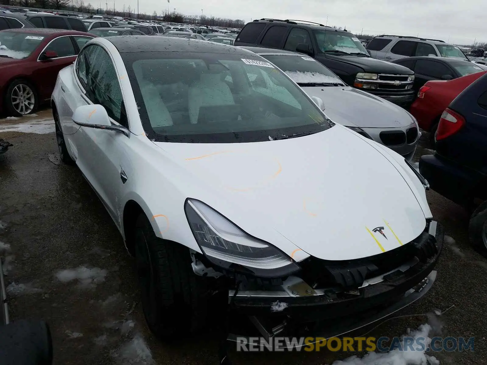 1 Photograph of a damaged car 5YJ3E1EB7KF513068 TESLA MODEL 3 2019