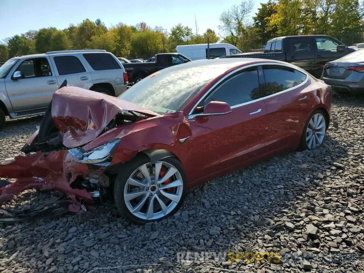 1 Photograph of a damaged car 5YJ3E1EB8KF454936 TESLA MODEL 3 2019