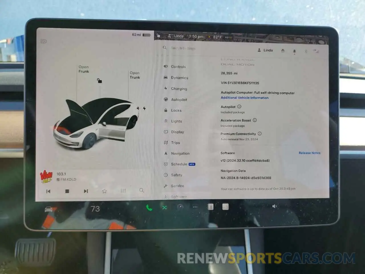 9 Photograph of a damaged car 5YJ3E1EB8KF511135 TESLA MODEL 3 2019