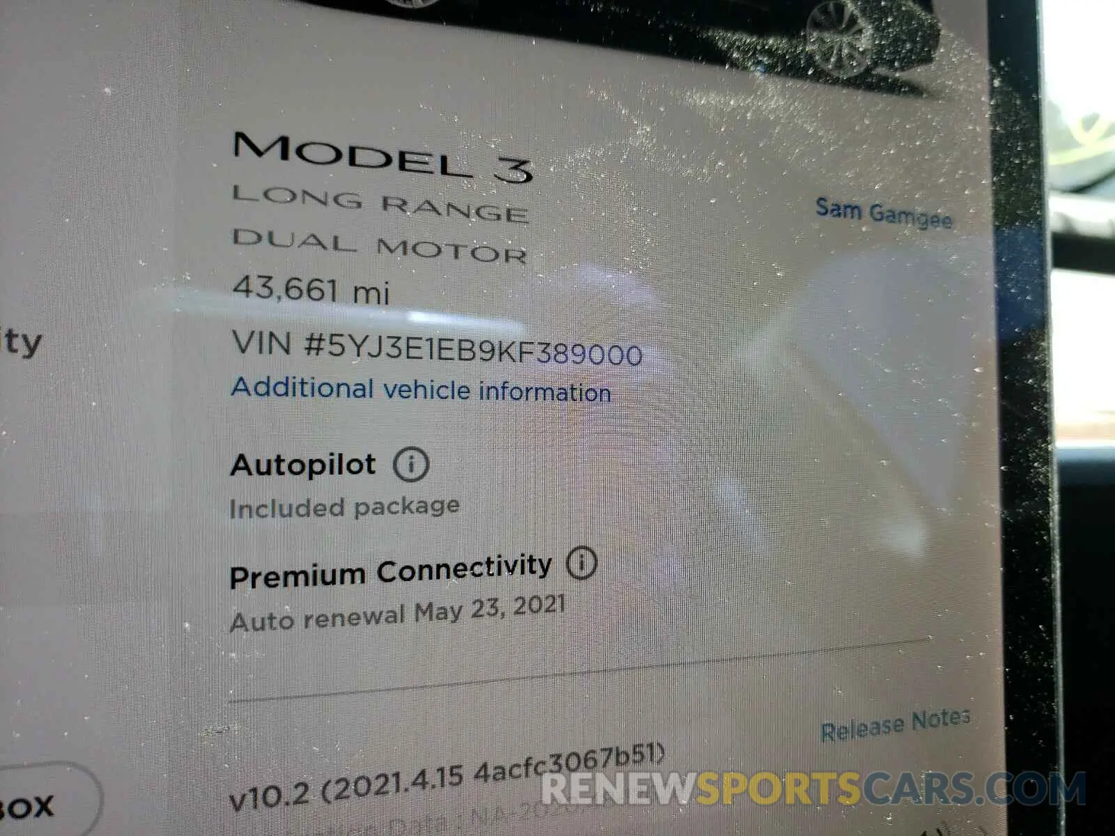 8 Photograph of a damaged car 5YJ3E1EB9KF389000 TESLA MODEL 3 2019