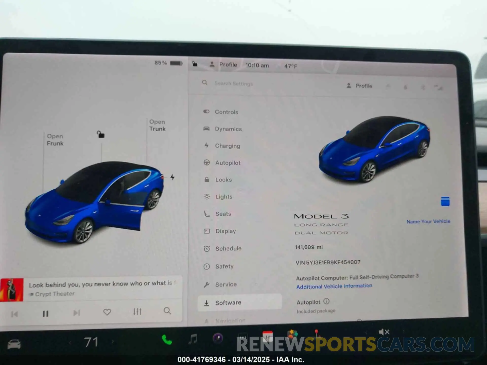 7 Photograph of a damaged car 5YJ3E1EB9KF454007 TESLA MODEL 3 2019