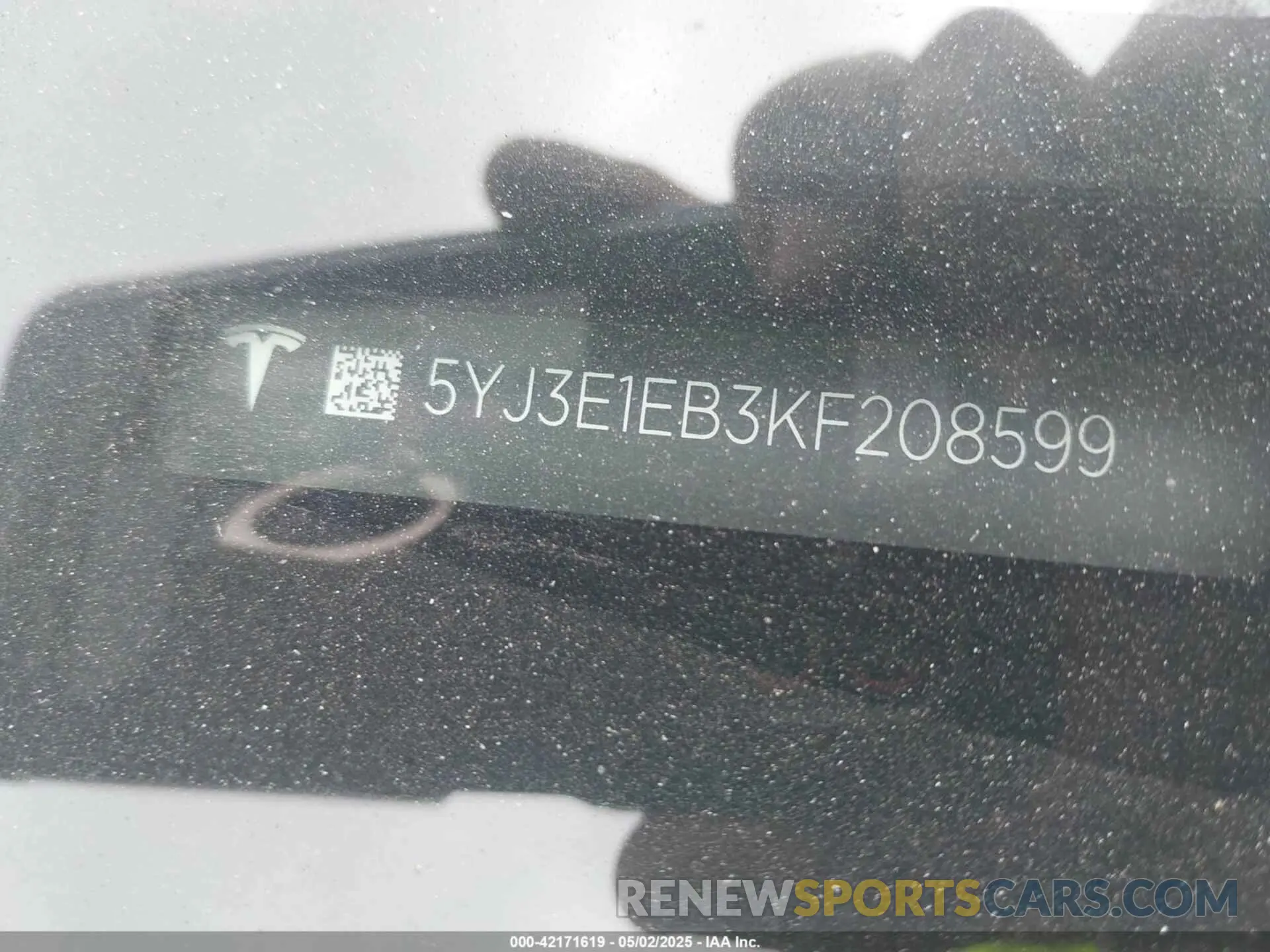 9 Photograph of a damaged car 5YJ3E1EBBKF208599 TESLA MODEL 3 2019