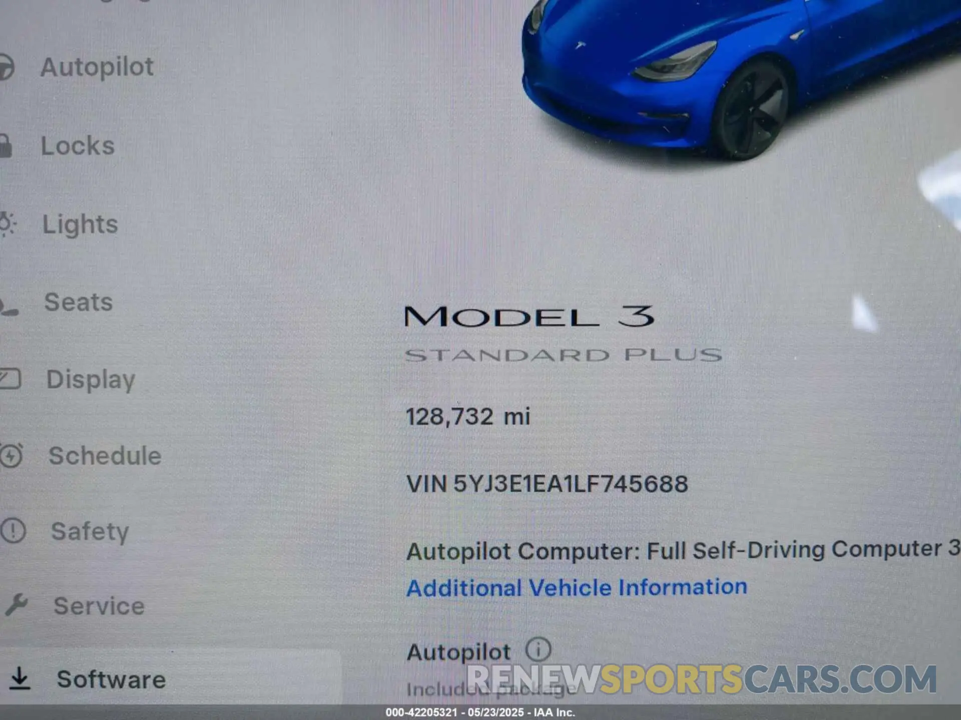 7 Photograph of a damaged car 5YJ3E1EA1LF745688 TESLA MODEL 3 2020