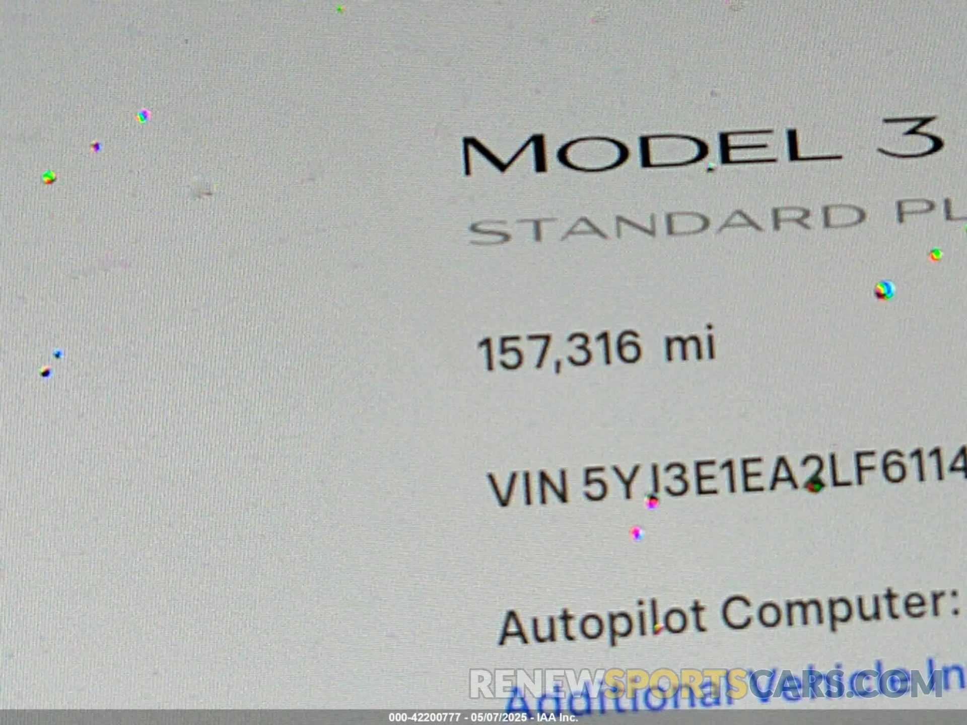 14 Фотография поврежденного автомобиля 5YJ3E1EA2LF611448 TESLA MODEL 3 2020