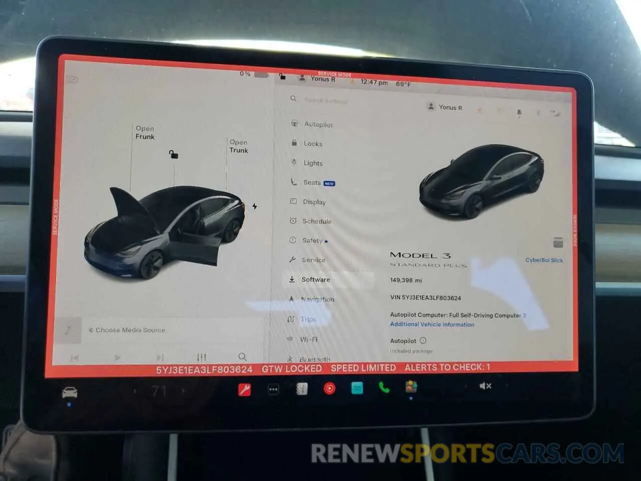 9 Photograph of a damaged car 5YJ3E1EA3LF803624 TESLA MODEL 3 2020