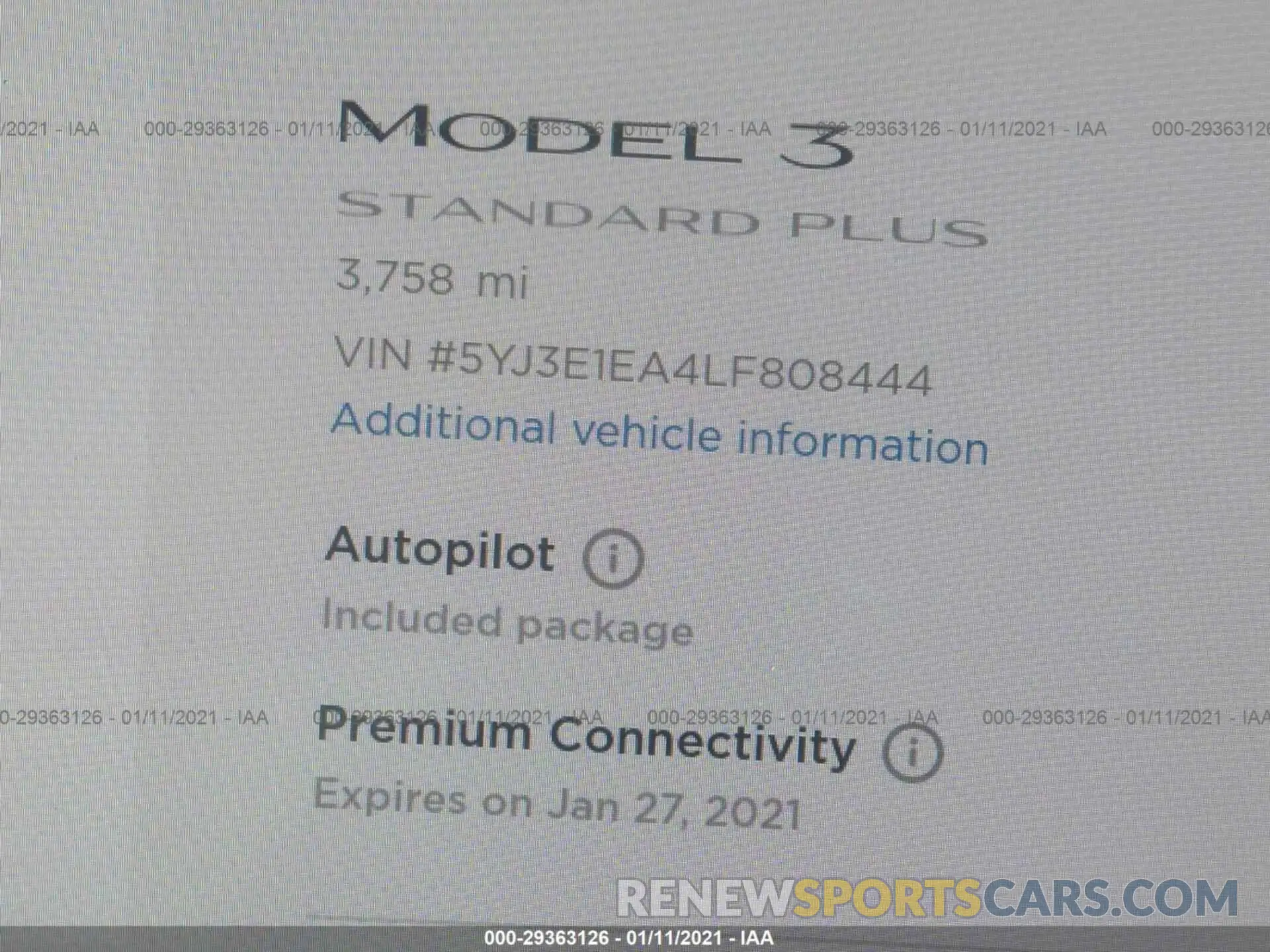 7 Photograph of a damaged car 5YJ3E1EA4LF808444 TESLA MODEL 3 2020