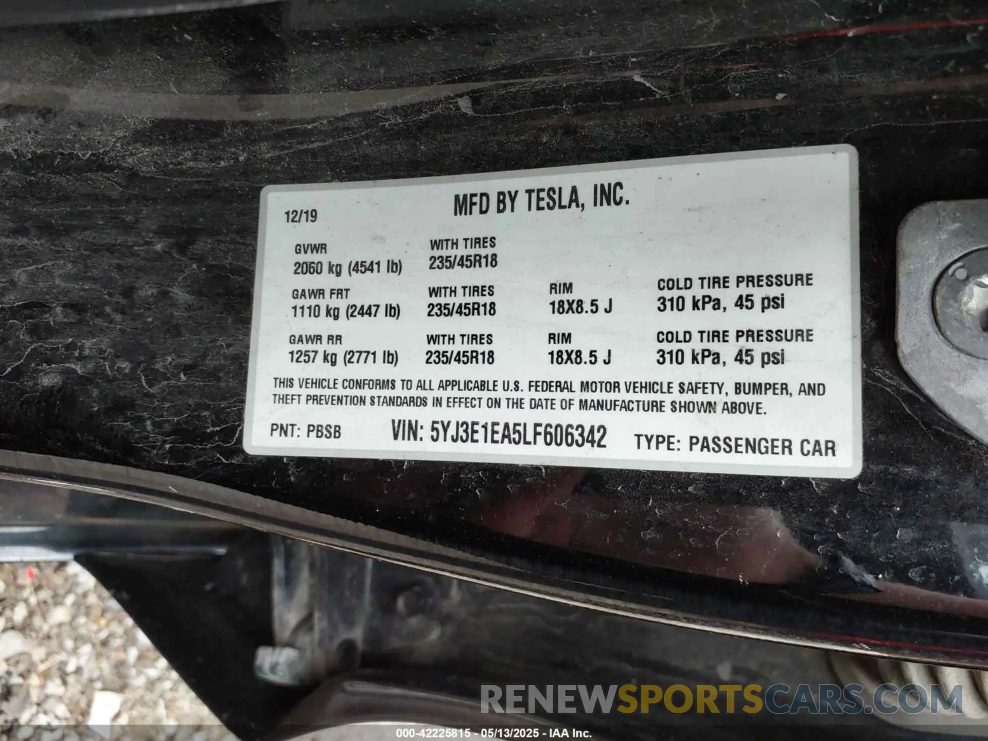 9 Фотография поврежденного автомобиля 5YJ3E1EA5LF606342 TESLA MODEL 3 2020