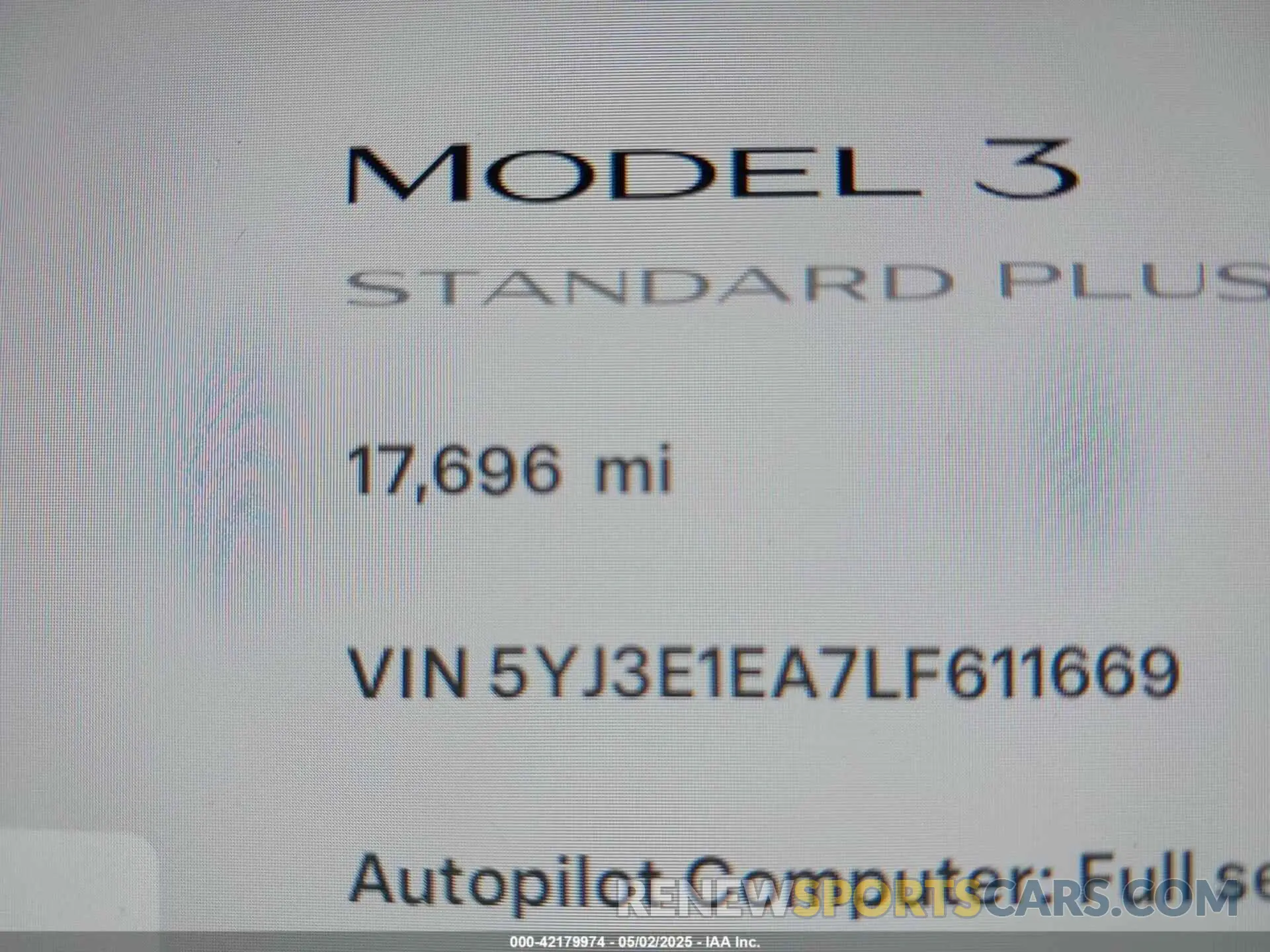 16 Photograph of a damaged car 5YJ3E1EA7LF611669 TESLA MODEL 3 2020