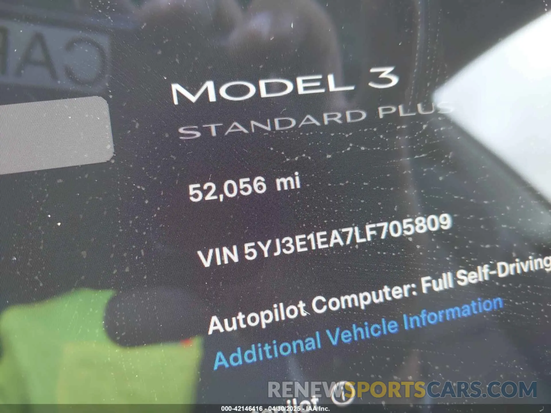 7 Photograph of a damaged car 5YJ3E1EA7LF705809 TESLA MODEL 3 2020