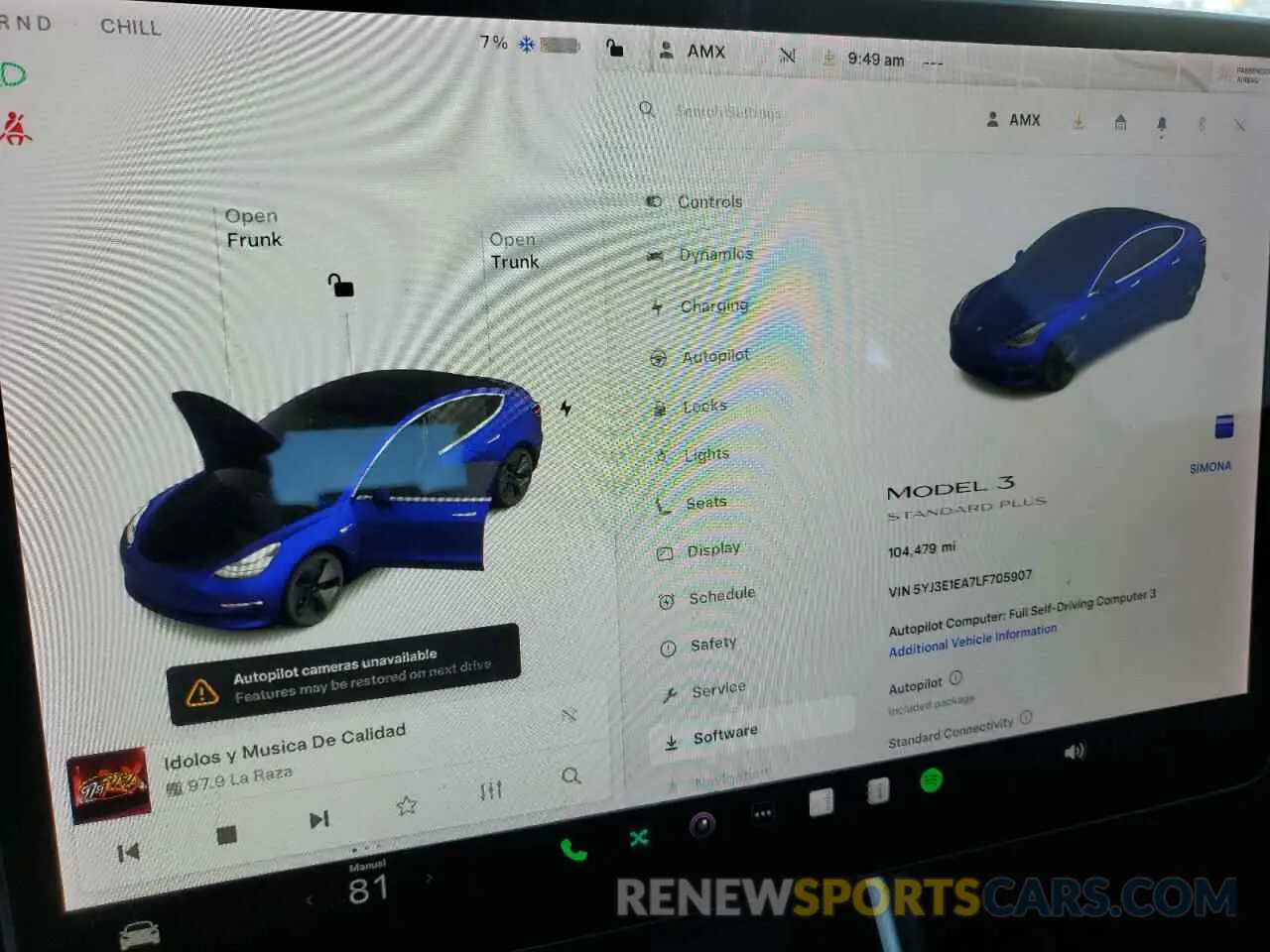 9 Photograph of a damaged car 5YJ3E1EA7LF705907 TESLA MODEL 3 2020