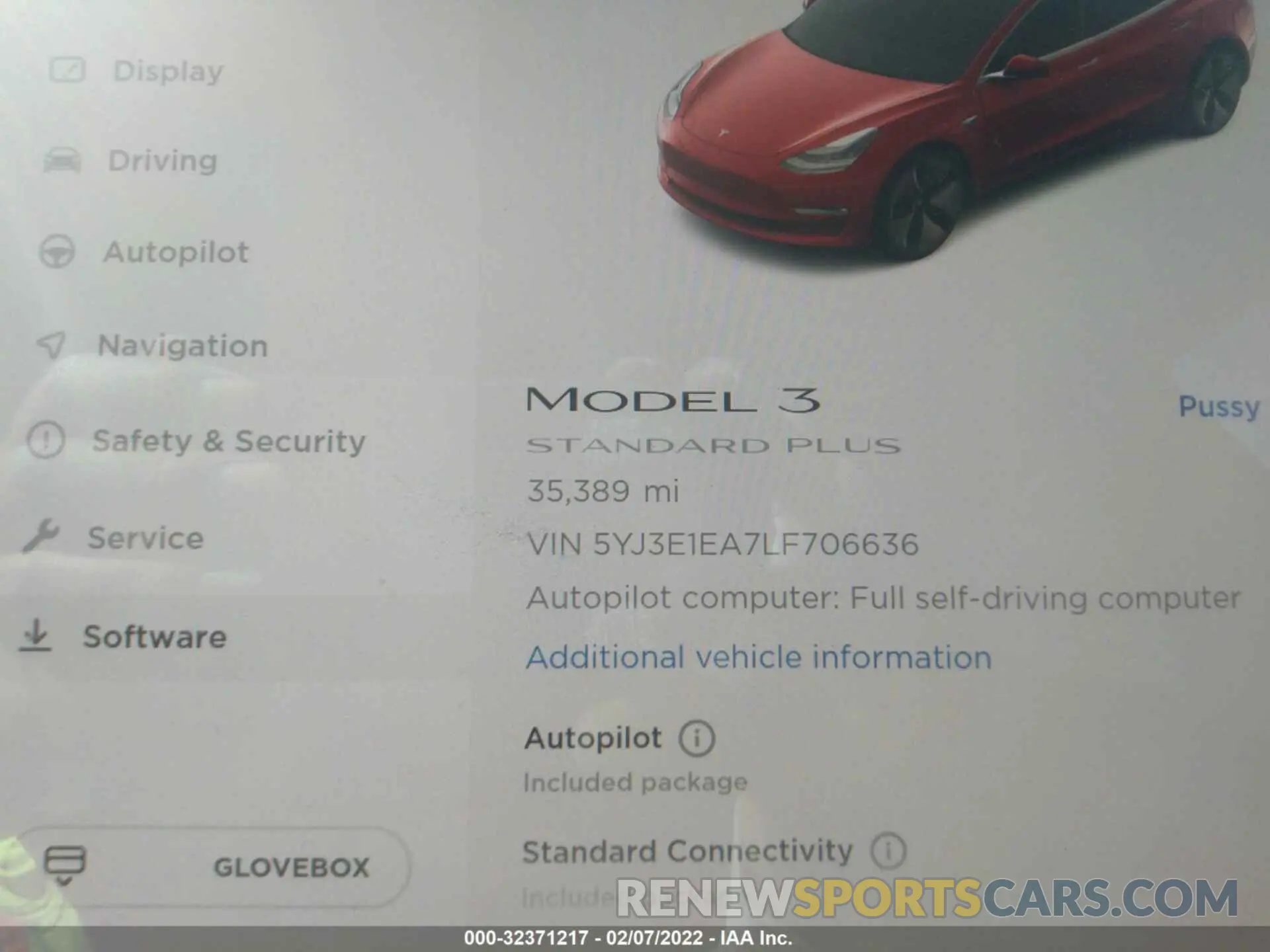 7 Photograph of a damaged car 5YJ3E1EA7LF706636 TESLA MODEL 3 2020