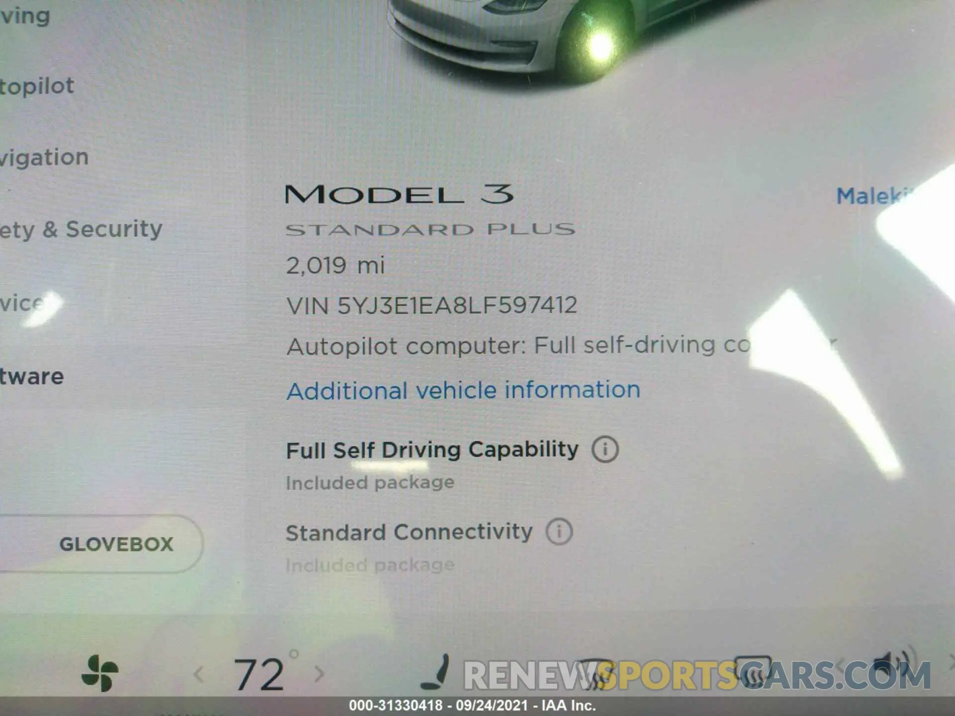 7 Photograph of a damaged car 5YJ3E1EA8LF597412 TESLA MODEL 3 2020