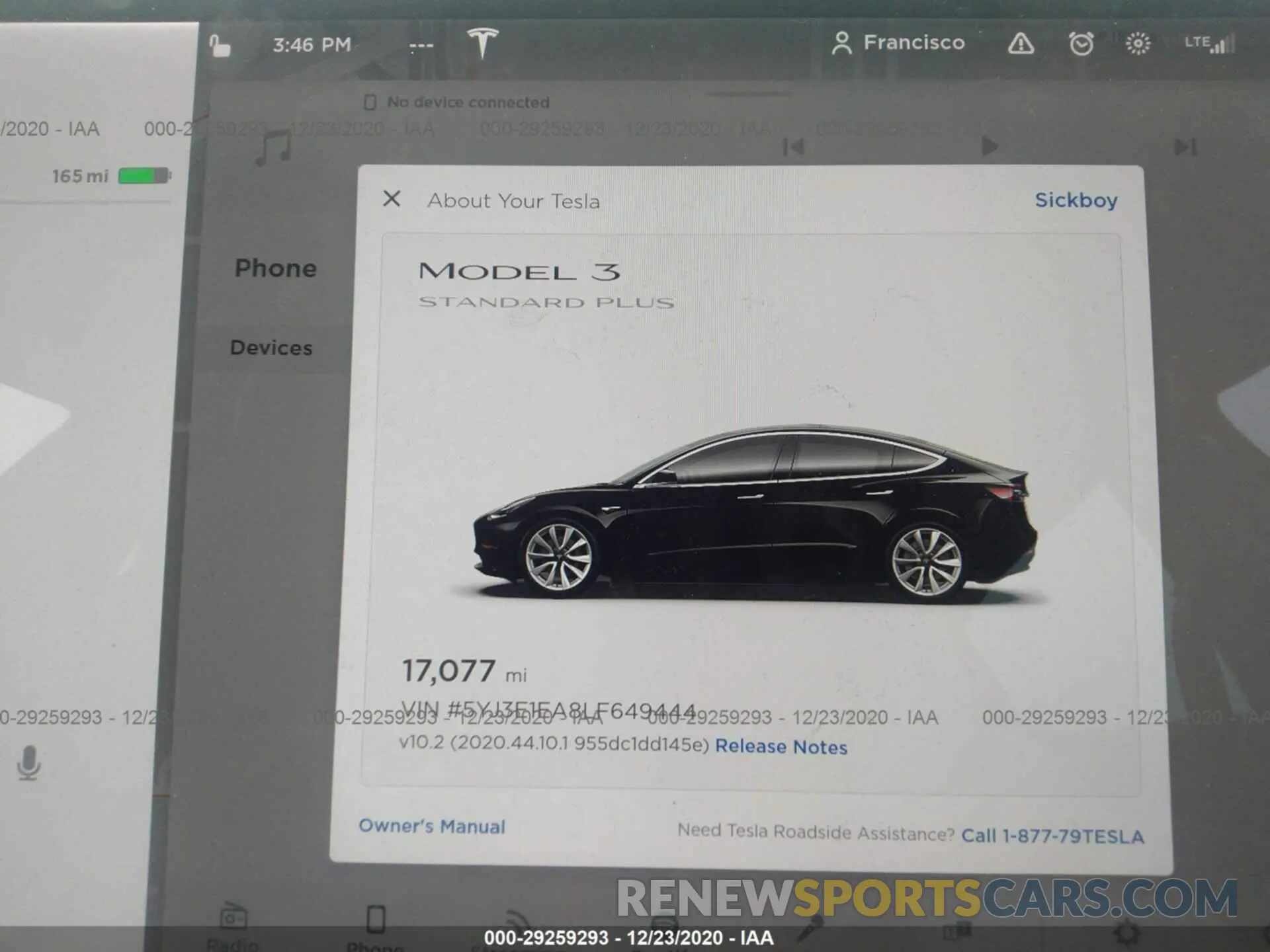7 Photograph of a damaged car 5YJ3E1EA8LF649444 TESLA MODEL 3 2020