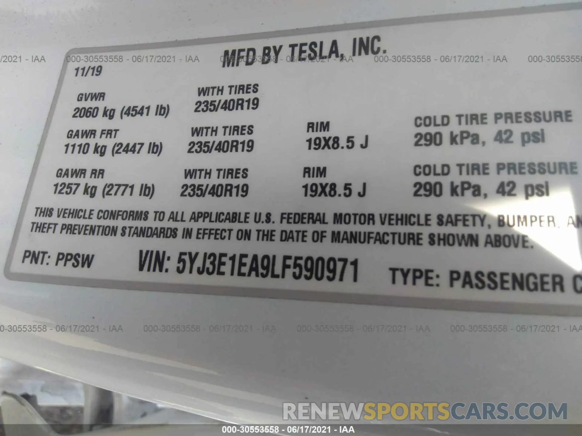 9 Photograph of a damaged car 5YJ3E1EA9LF590971 TESLA MODEL 3 2020