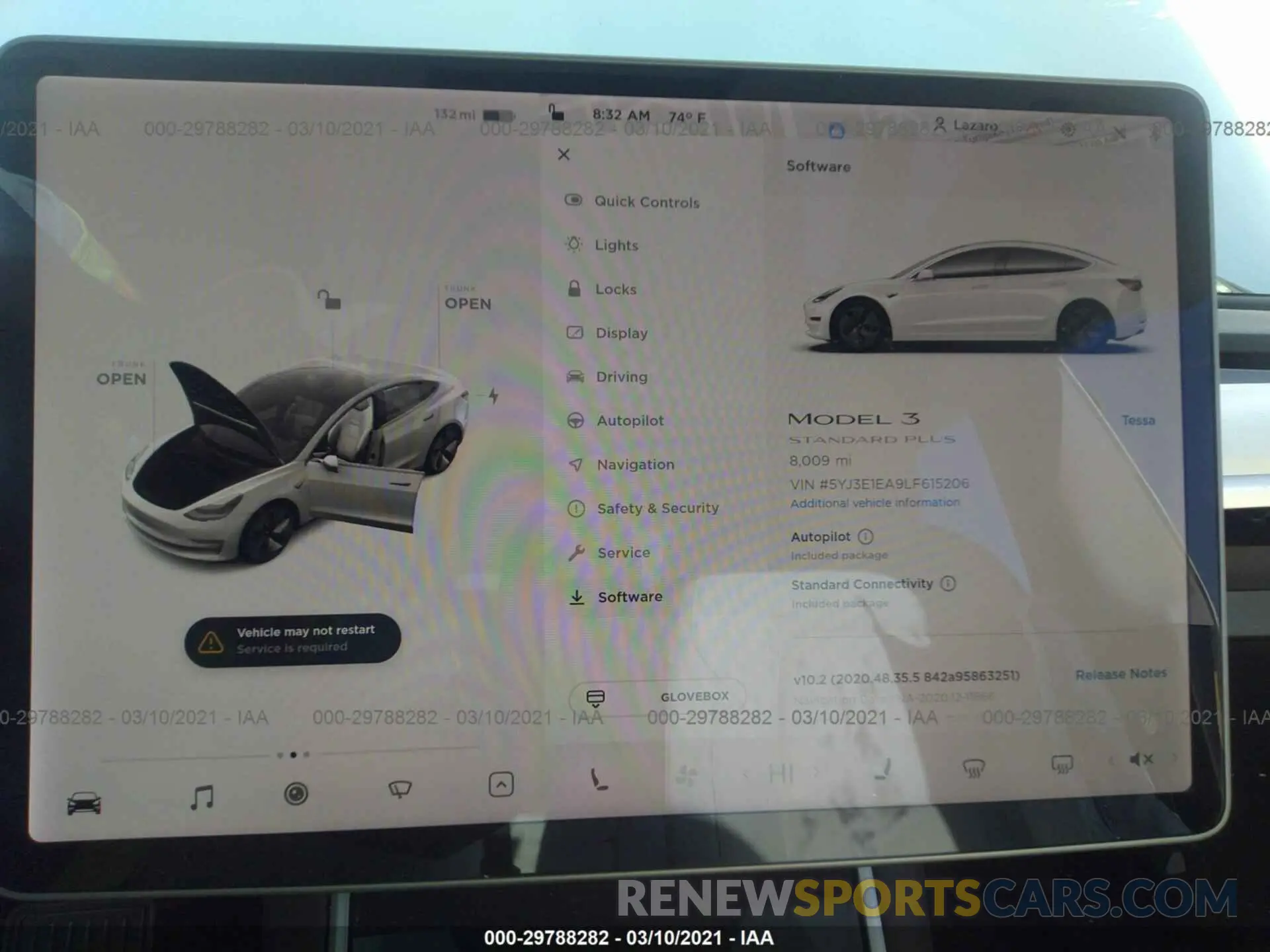 7 Photograph of a damaged car 5YJ3E1EA9LF615206 TESLA MODEL 3 2020