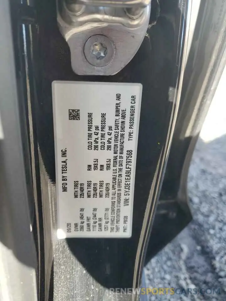 13 Фотография поврежденного автомобиля 5YJ3E1EA9LF797568 TESLA MODEL 3 2020