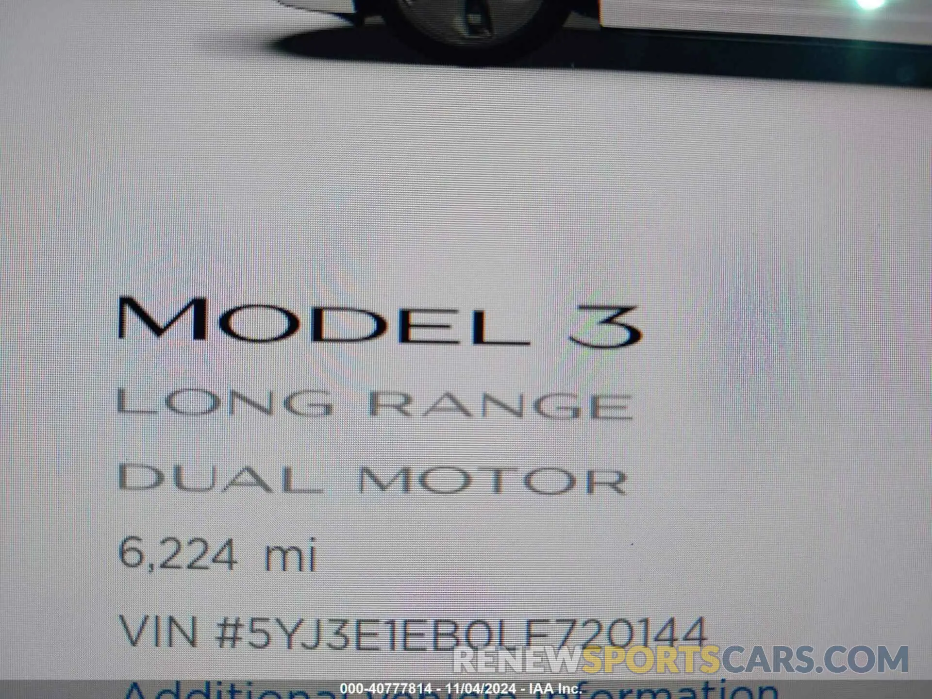 7 Photograph of a damaged car 5YJ3E1EB0LF720144 TESLA MODEL 3 2020