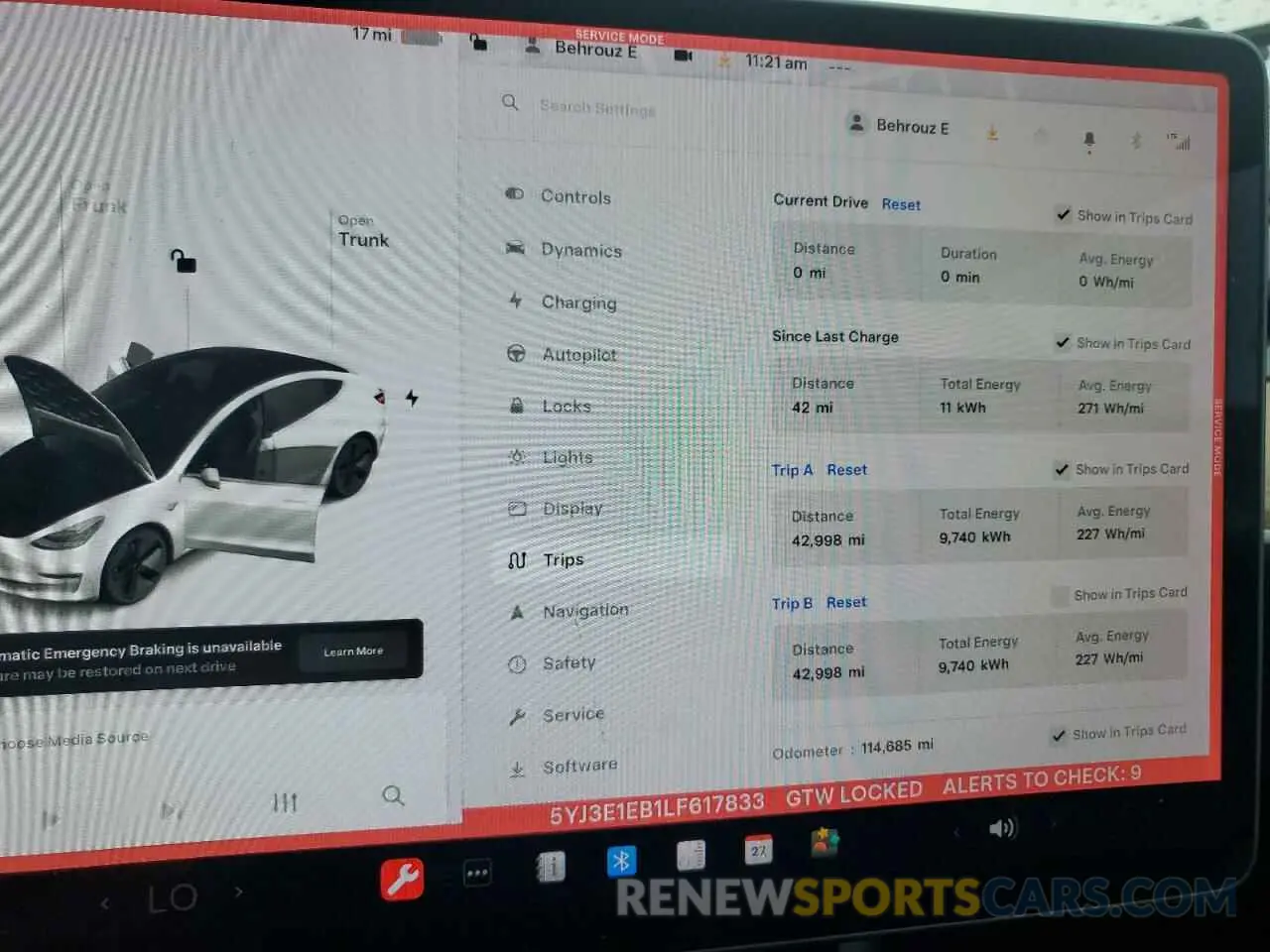 9 Фотография поврежденного автомобиля 5YJ3E1EB1LF617833 TESLA MODEL 3 2020