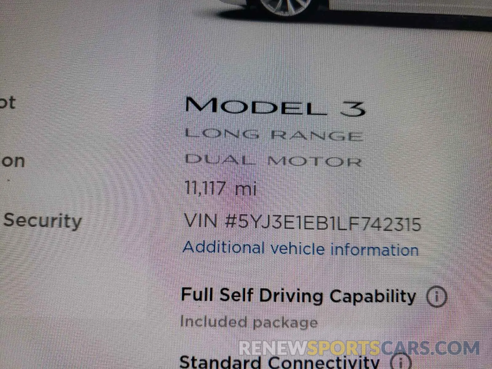 8 Фотография поврежденного автомобиля 5YJ3E1EB1LF742315 TESLA MODEL 3 2020