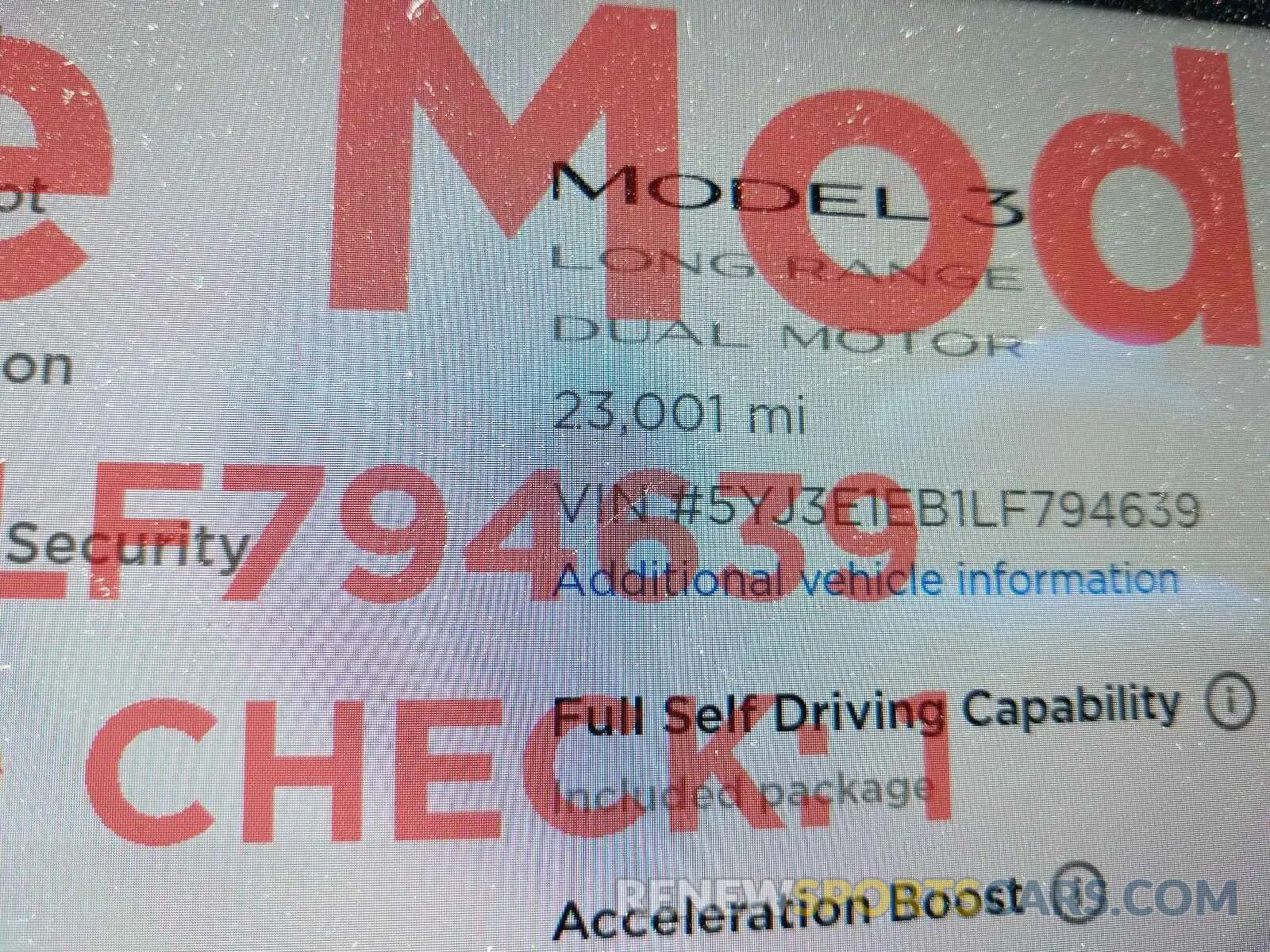 8 Photograph of a damaged car 5YJ3E1EB1LF794639 TESLA MODEL 3 2020