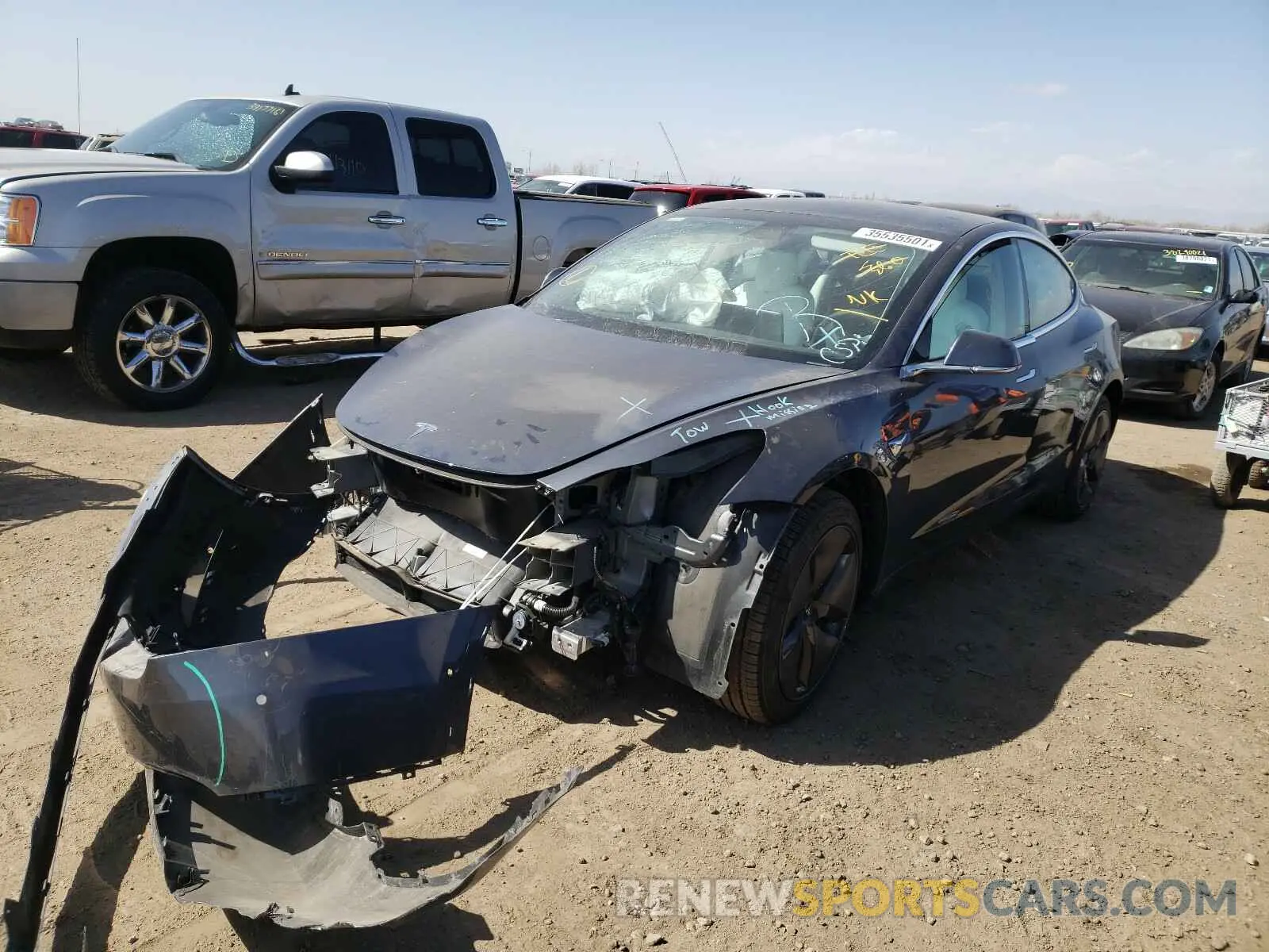 2 Photograph of a damaged car 5YJ3E1EB3LF651384 TESLA MODEL 3 2020