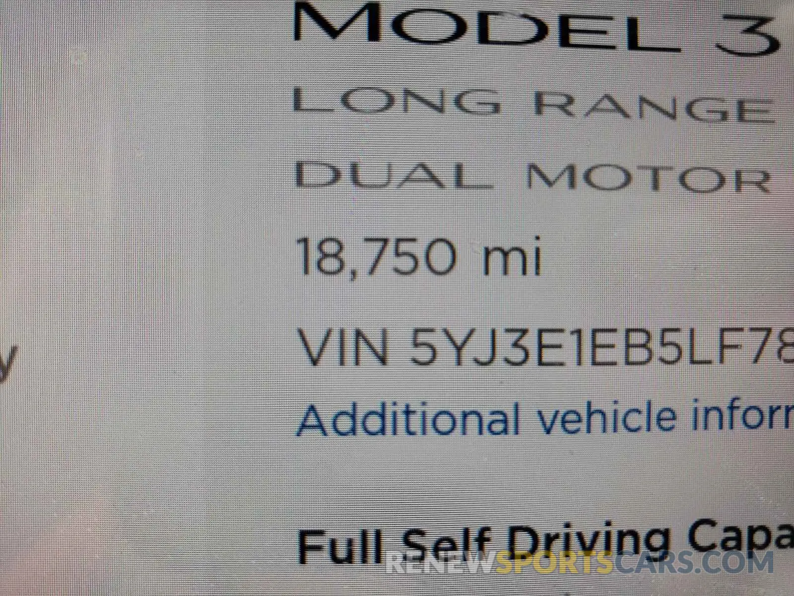8 Photograph of a damaged car 5YJ3E1EB5LF784132 TESLA MODEL 3 2020