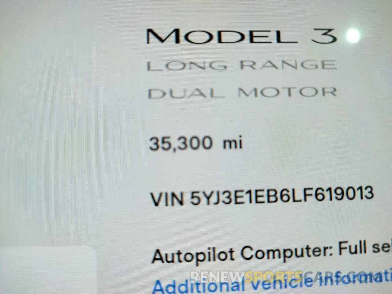 8 Photograph of a damaged car 5YJ3E1EB6LF619013 TESLA MODEL 3 2020