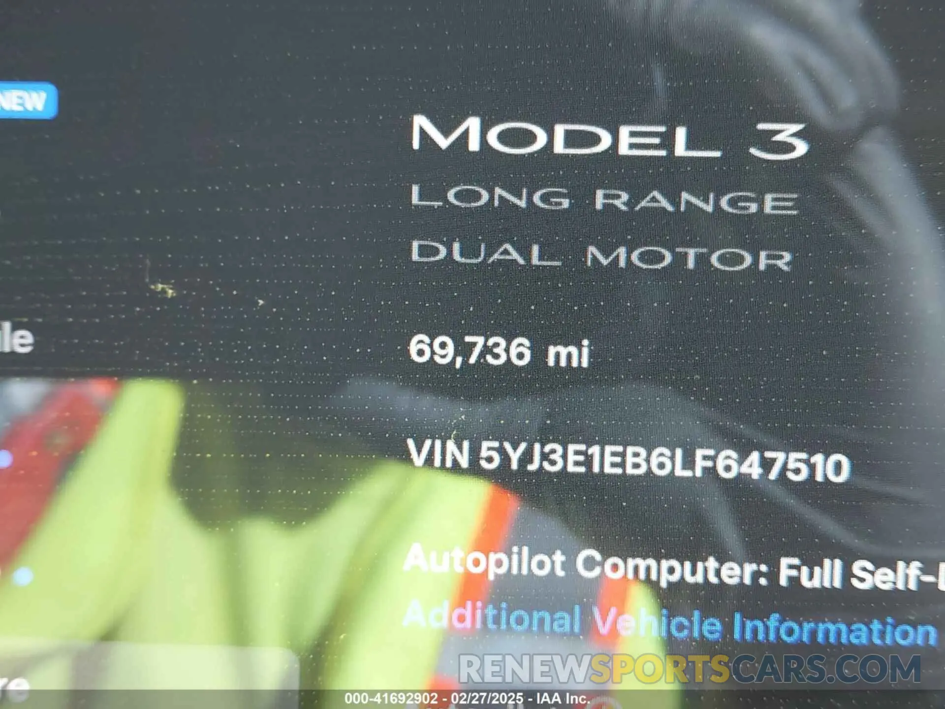 16 Photograph of a damaged car 5YJ3E1EB6LF647510 TESLA MODEL 3 2020