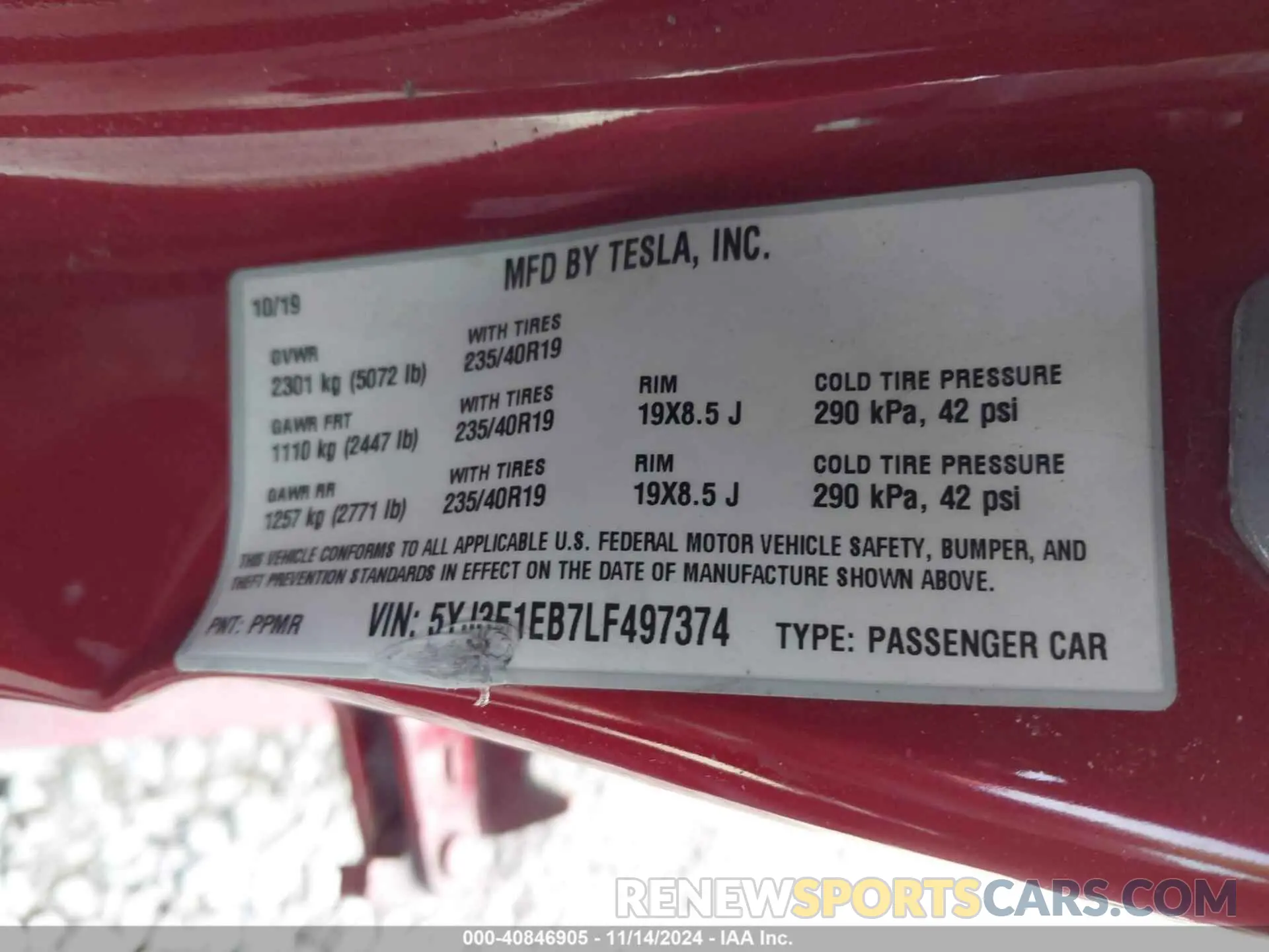 9 Photograph of a damaged car 5YJ3E1EB7LF497374 TESLA MODEL 3 2020