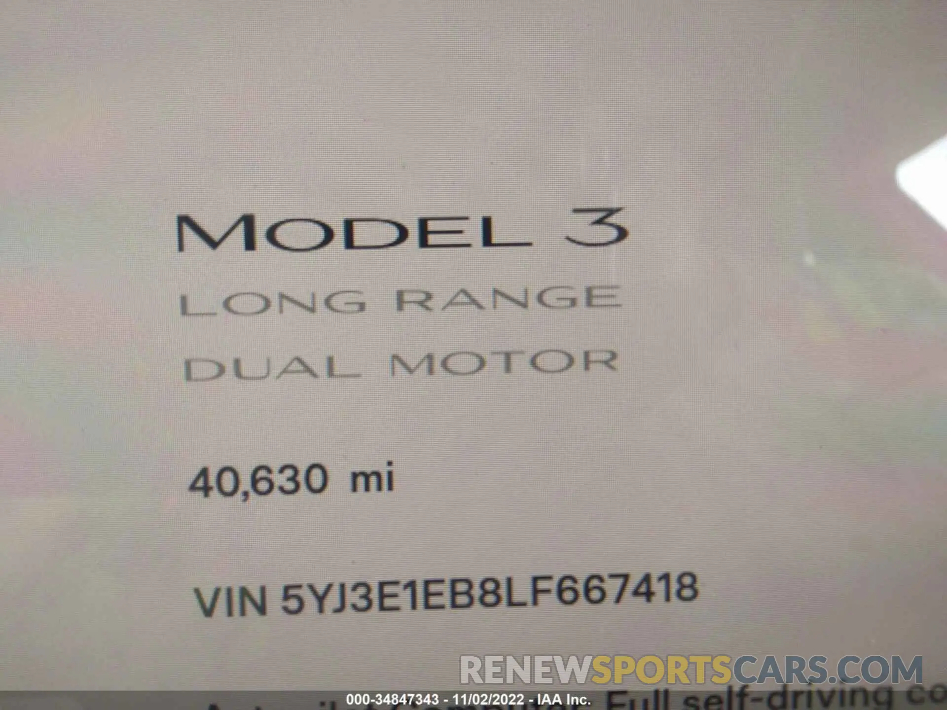 7 Photograph of a damaged car 5YJ3E1EB8LF667418 TESLA MODEL 3 2020