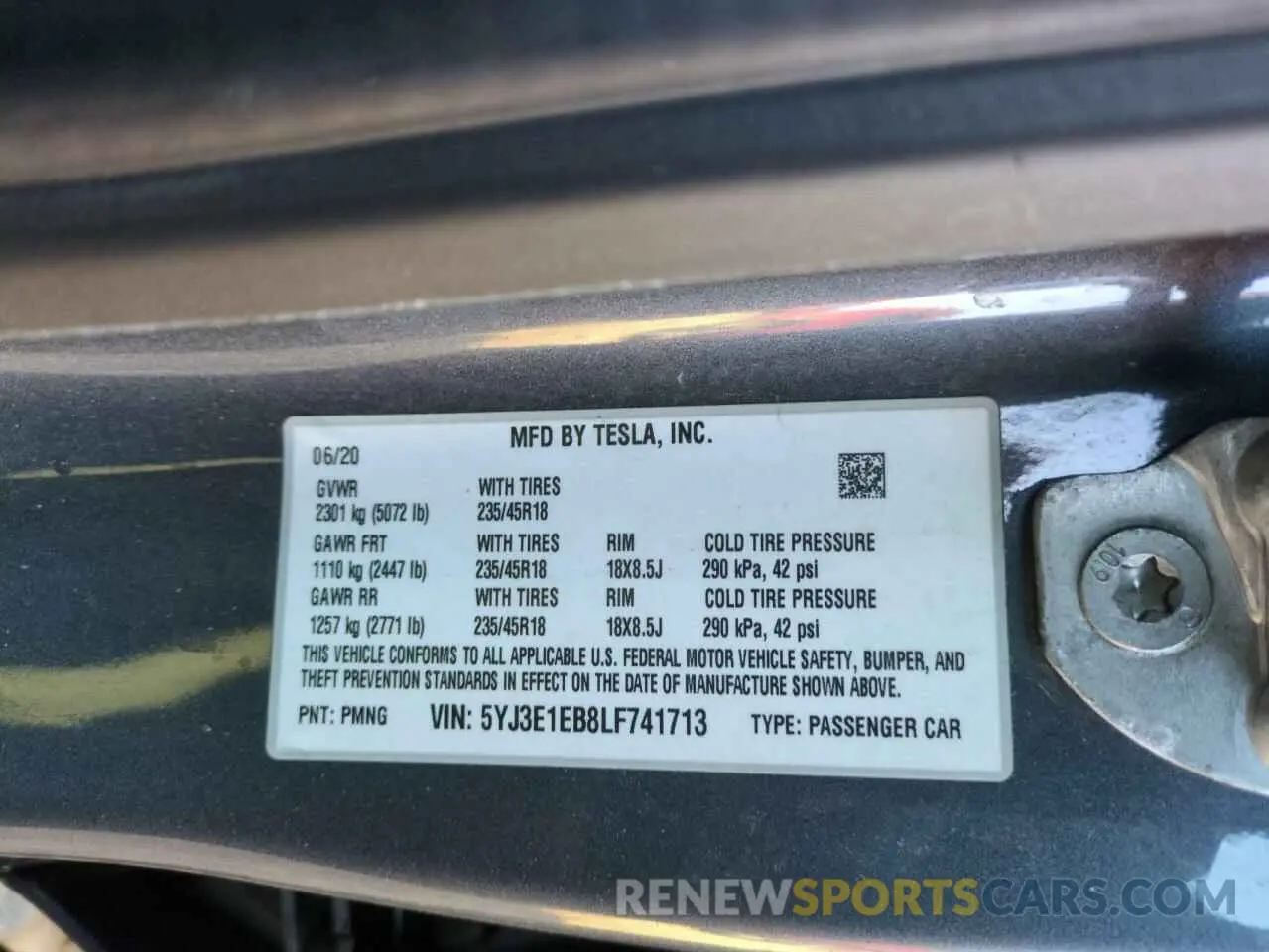 12 Photograph of a damaged car 5YJ3E1EB8LF741713 TESLA MODEL 3 2020