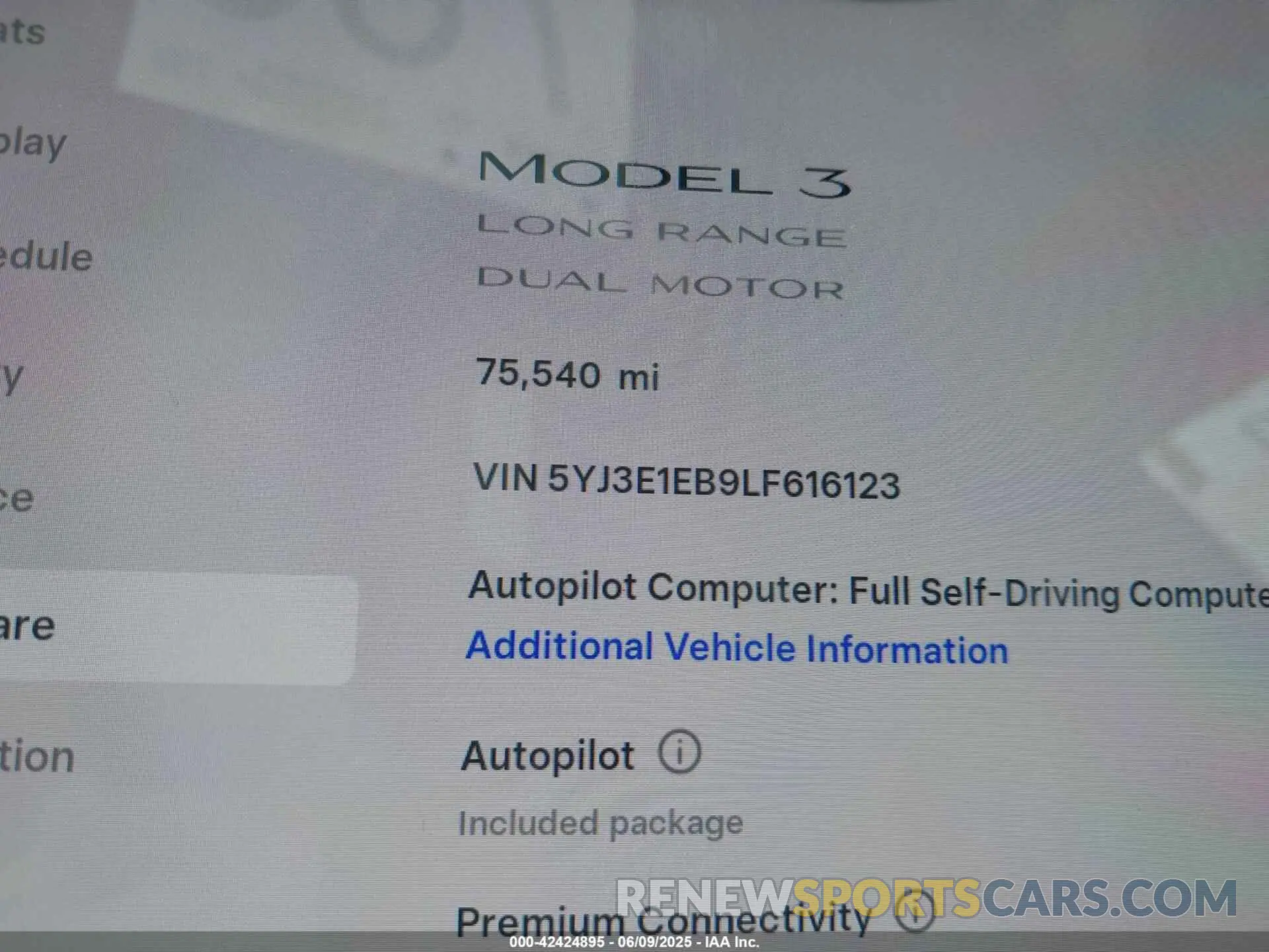 7 Фотография поврежденного автомобиля 5YJ3E1EB9LF616123 TESLA MODEL 3 2020
