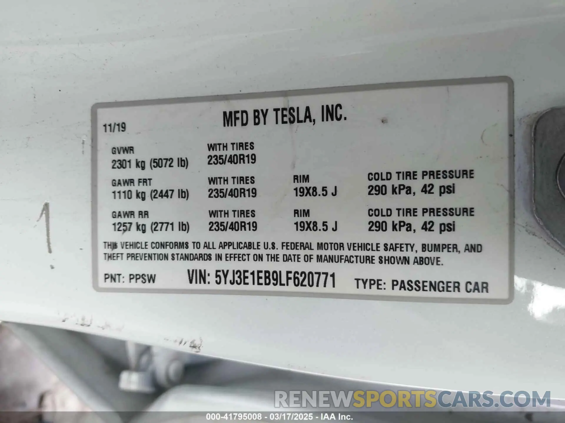 9 Фотография поврежденного автомобиля 5YJ3E1EB9LF620771 TESLA MODEL 3 2020