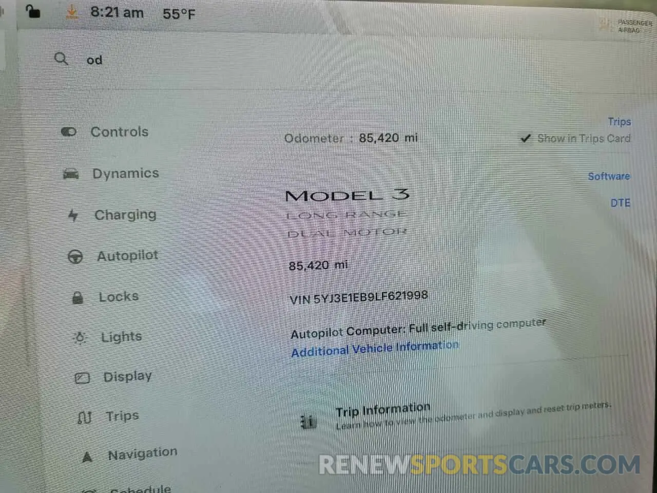 9 Photograph of a damaged car 5YJ3E1EB9LF621998 TESLA MODEL 3 2020