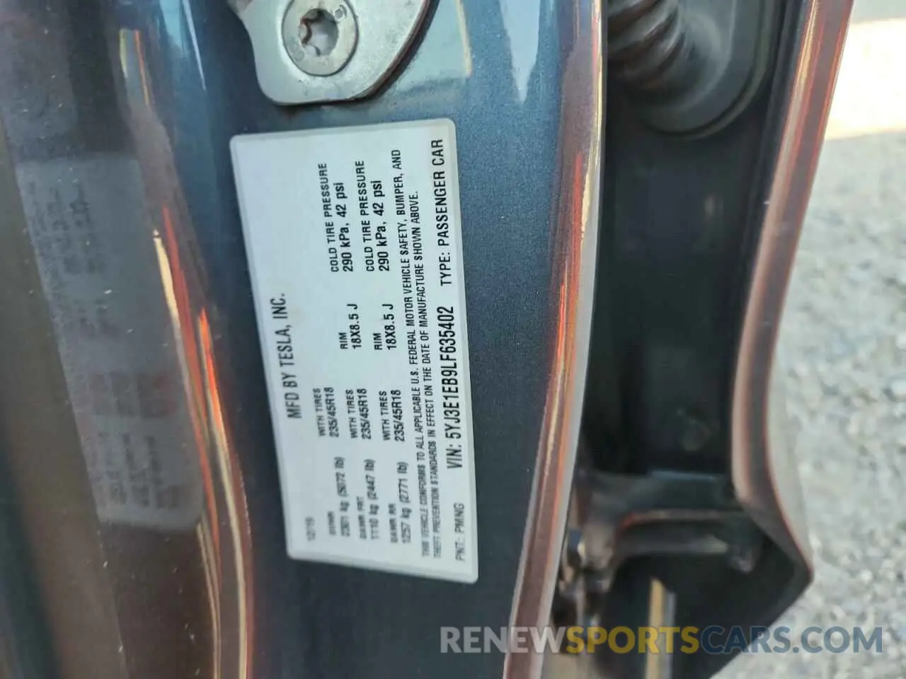 12 Photograph of a damaged car 5YJ3E1EB9LF635402 TESLA MODEL 3 2020