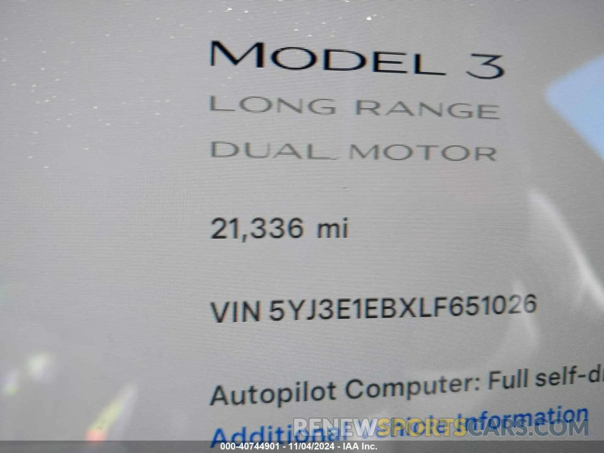 16 Фотография поврежденного автомобиля 5YJ3E1EBXLF651026 TESLA MODEL 3 2020